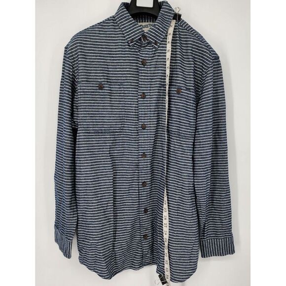 NEW Duluth Trading Free Swingin Flannel Shirt Men Large Tall Blue Stripe NWT‎ - Picture 4 of 10